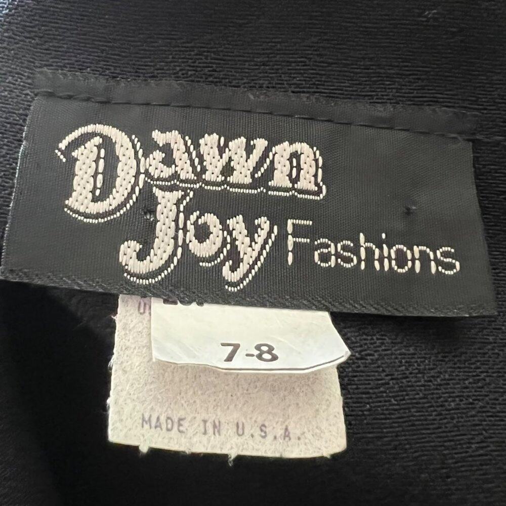 Vintage 80s 90s Black Button Front V-Neck Dress With Waist Tie Whimsigoth - Picture 6 of 6